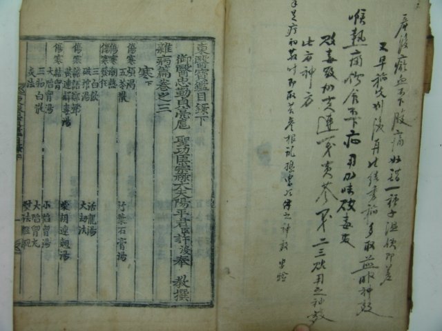 목판본 동의보감(東醫寶鑑)목록 하권 1책