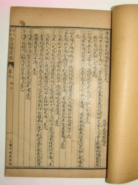 중국석판본 합주상한론(合註傷寒論)권8~16 8책