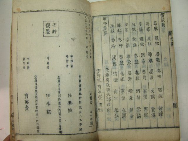 1924년 목활자본 장흥임씨족보(長興任氏族譜) 14책