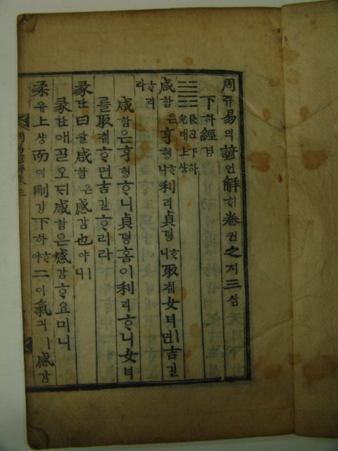 목판본 주역언해(周易諺解) 3책