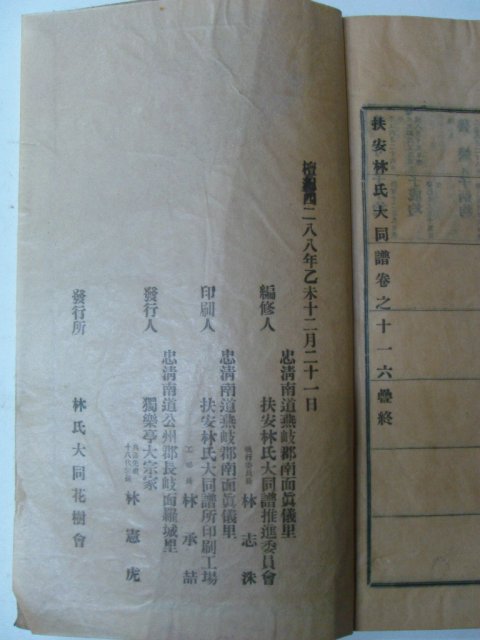 1955년 부안임씨대동보(扶安林氏大同譜) 11책완질