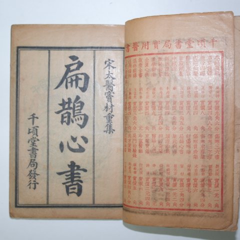 중국상해본 의서 편작심서(扁鵲心書) 1책완질