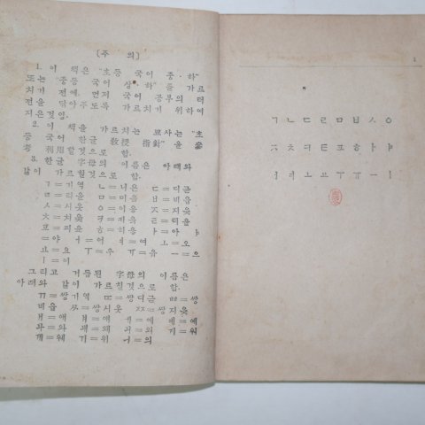 1945년11월6일 군정청학무국 한글첫걸음