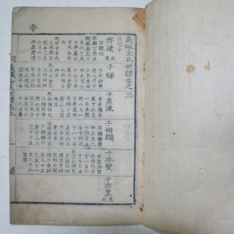 목활자본 의성김씨세보(義城金氏世譜)권3,4 1책