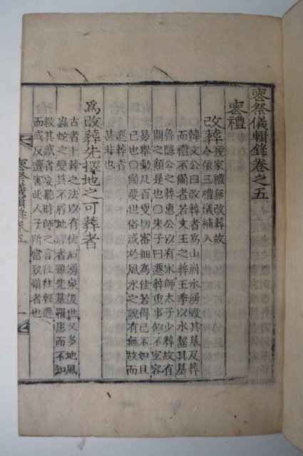 1857년 목판본 김진재(金眞齋)편 상제의집록(喪祭儀輯錄) 권5,6終  1책