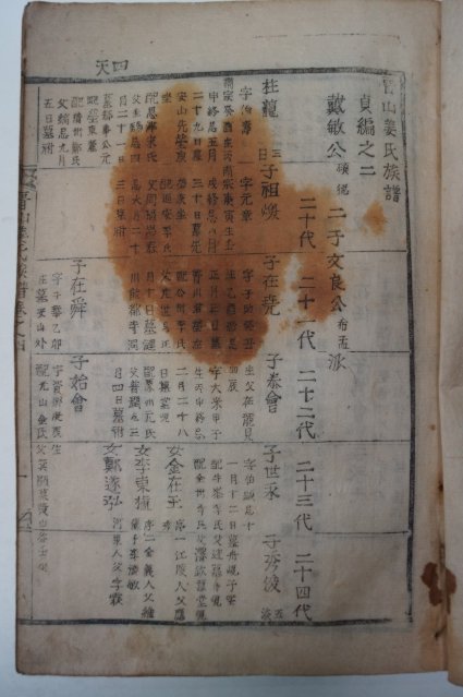 목활자본 진산강씨족보(晉山姜氏族譜) 1책