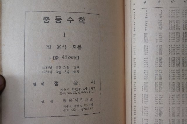 1952년 최윤식 중등수학 1