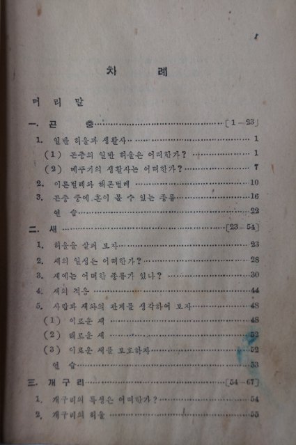 1951년 일반과학 동물계