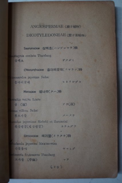 1949년초판 조선식물명집(朝鮮植物名集) 초본편(草本篇)