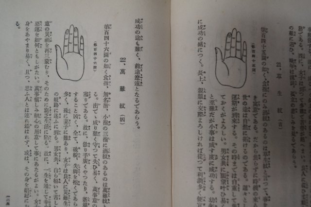 1940년 日本刊 도해수상길흉대전(圖解 手相吉凶大全)