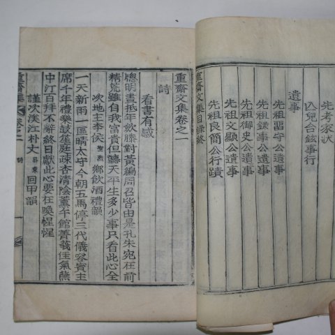 1936년 목활자본 윤병주(尹奉周) 중재문집(重齋文集)권1,2 1책