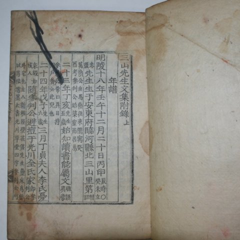 1863년 목판본 전주류씨 류정원(柳正源) 삼산선생문집(三山先生文集)부록 1책완질
