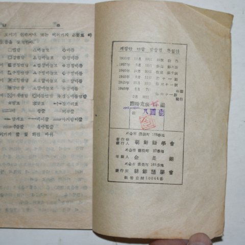 1946년 조선어학회 개정한 한글 맞춤법 통일안