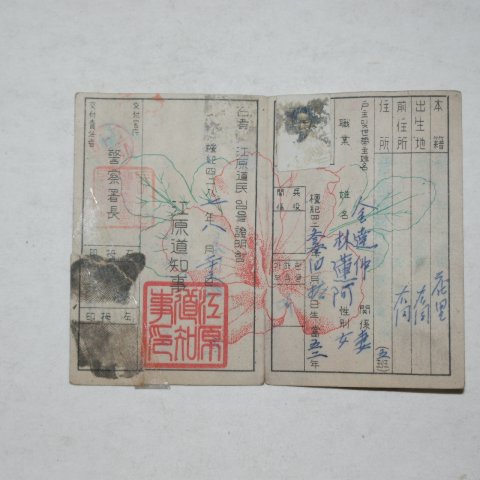 1954년 강원도 도민증