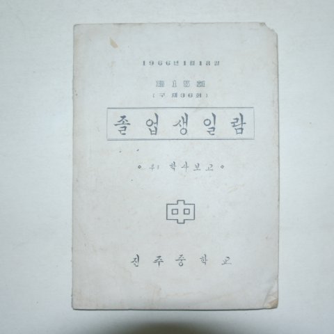 1966년 진주중학교 졸업생일람