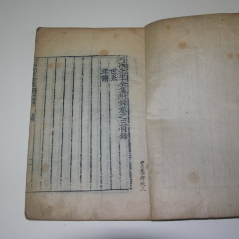 조선 목판본 김인후(金麟厚) 하서선생전집(河西先生全集)부록권3 1책