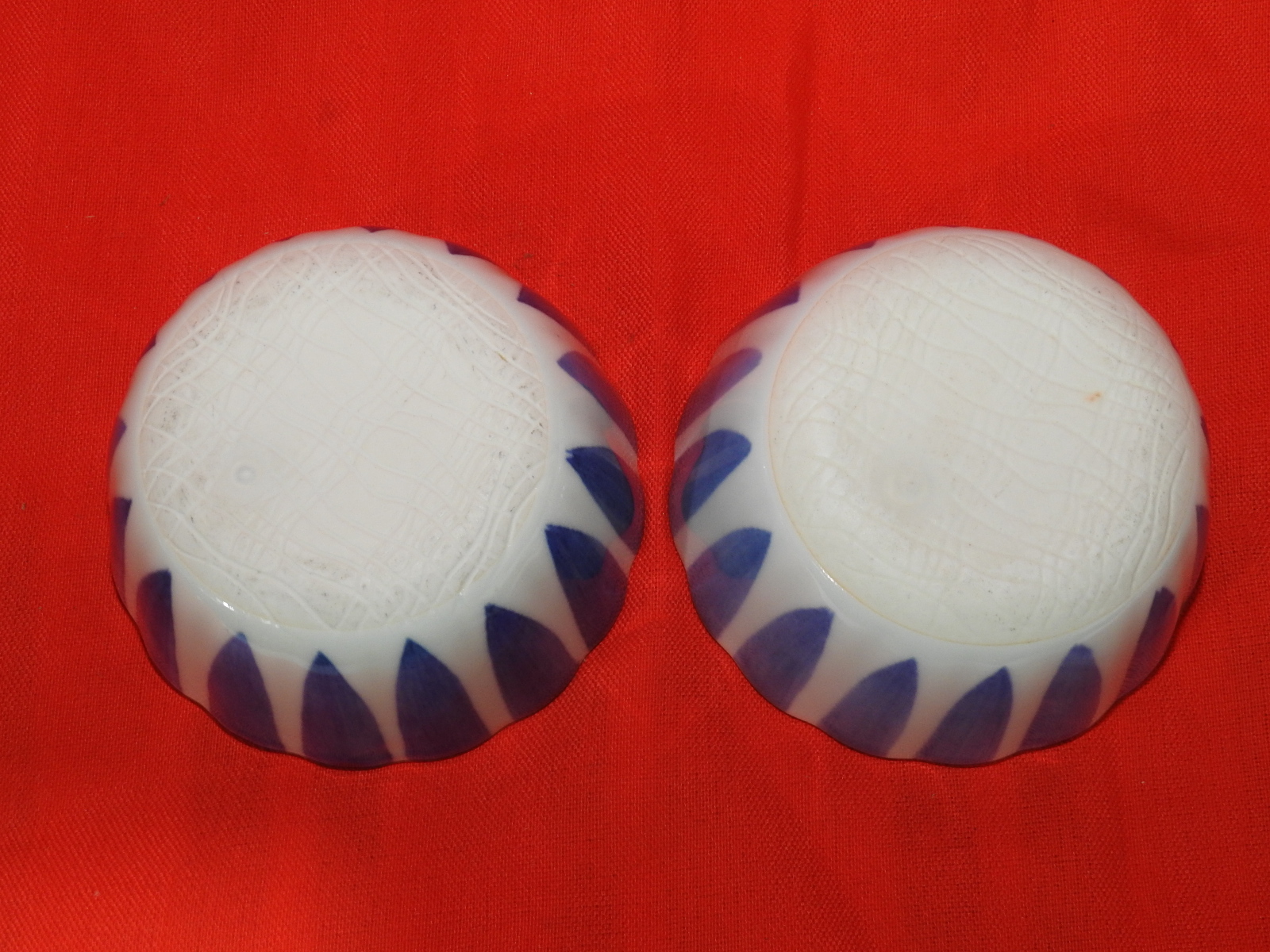 청화백자 추상줄문 완 2점