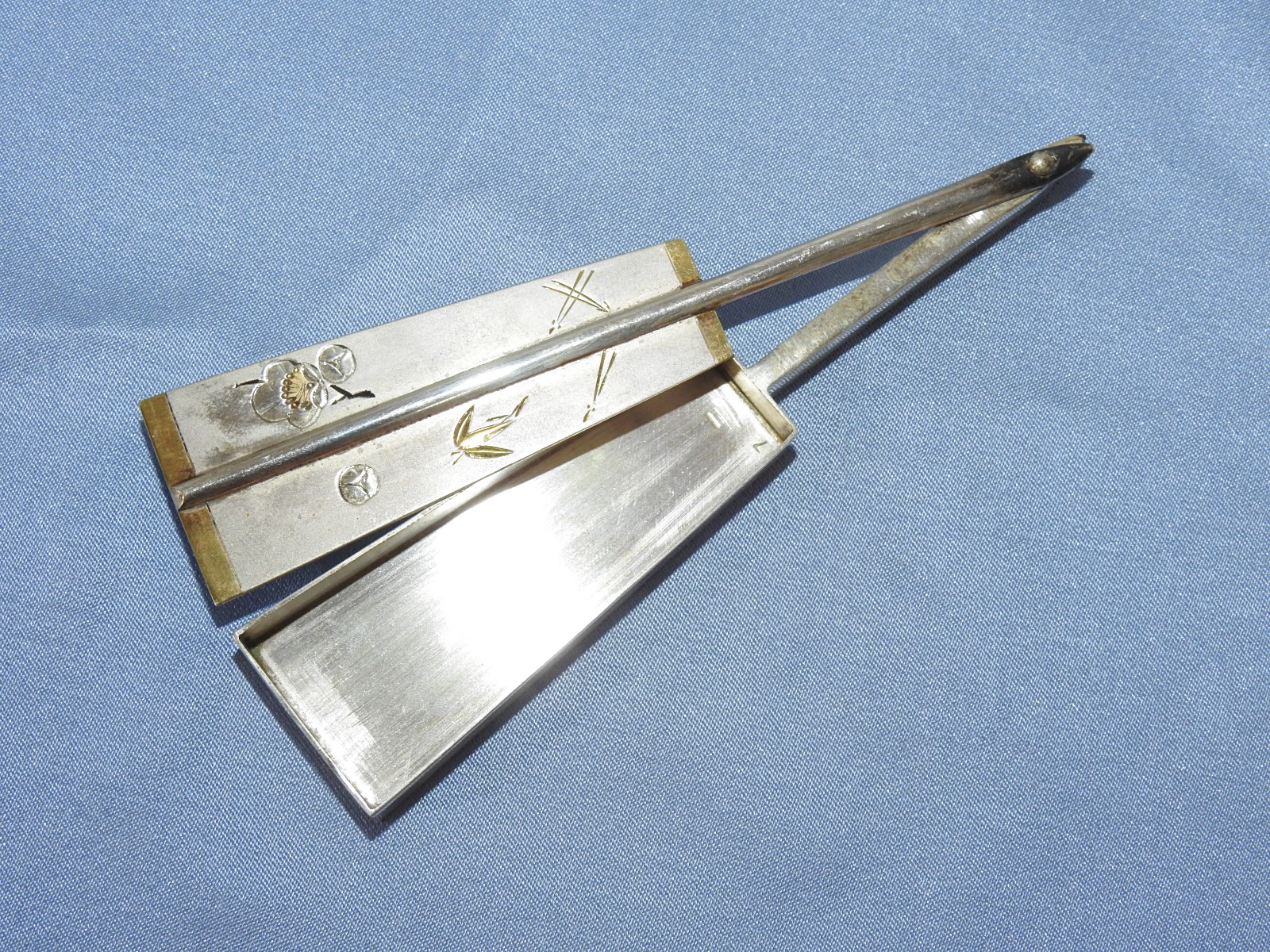 순은(純銀) 부채모양 화문 합