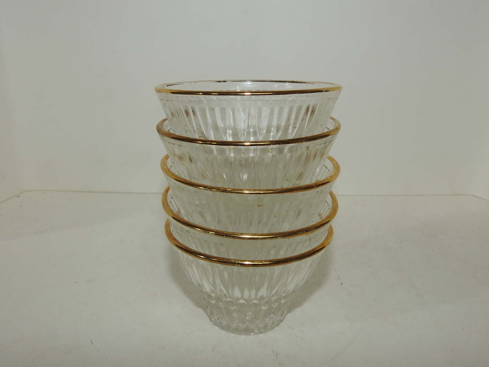 유리에 화문금채된 잔 5점