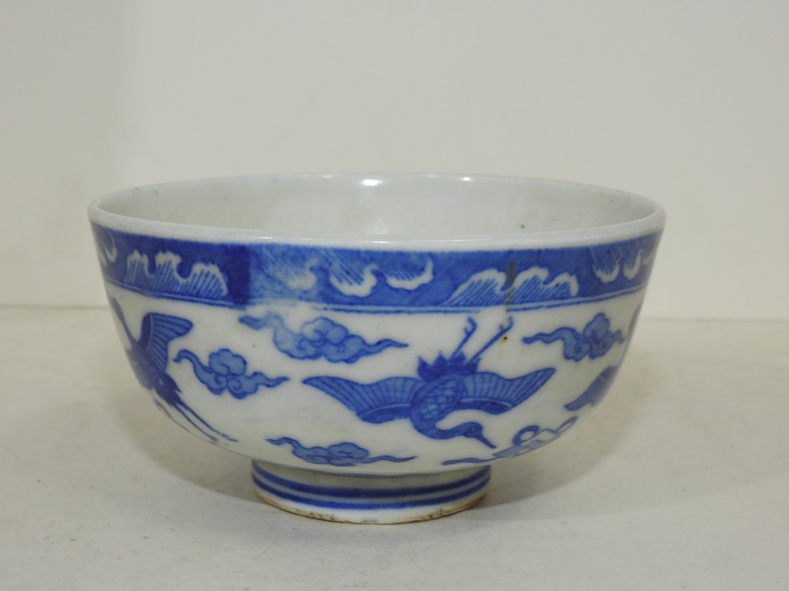 연대가좋은 청화백자 운학문 완