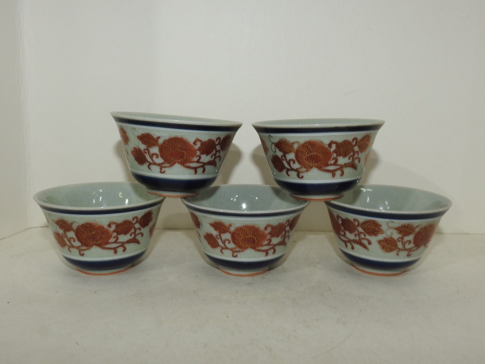 구다니 진사금채화문 잔 5점