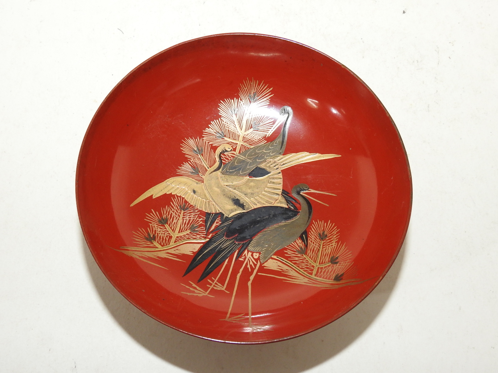 연대가좋은 나무에 금채노송학문그림이 있는 완 4점