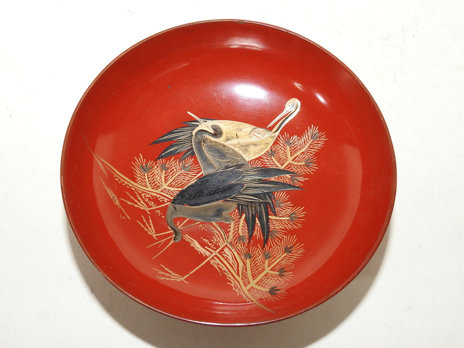 연대가좋은 나무에 금채노송학문그림이 있는 완 4점