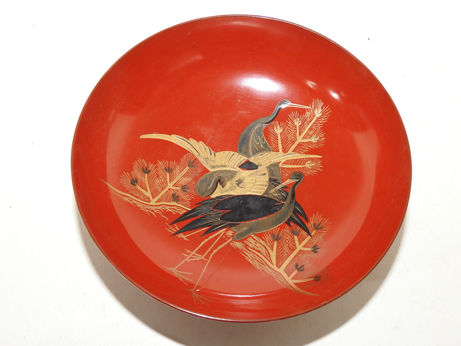 연대가좋은 나무에 금채노송학문그림이 있는 완 4점