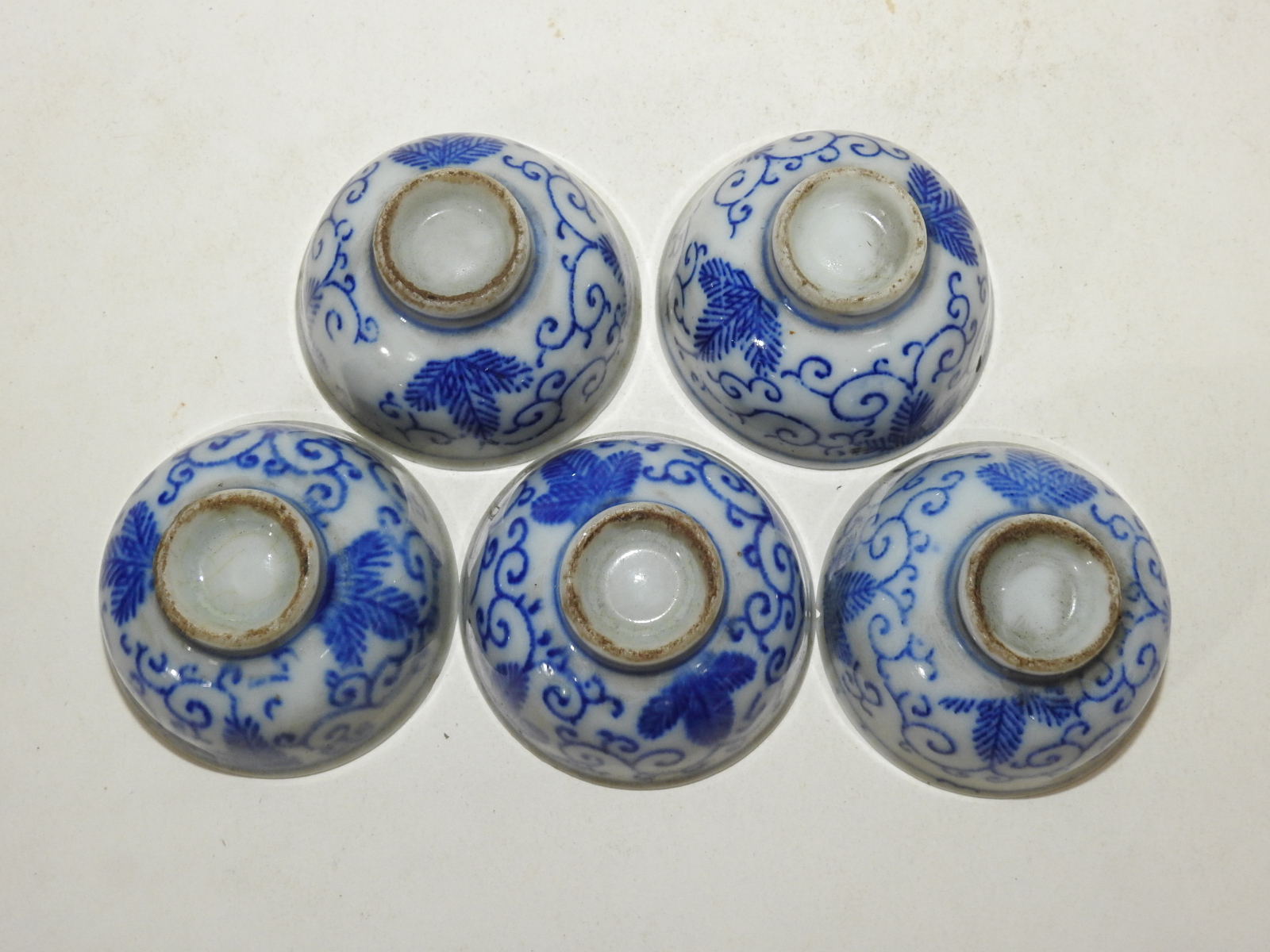 연대가좋은 청화백자 진사화문 잔 5점