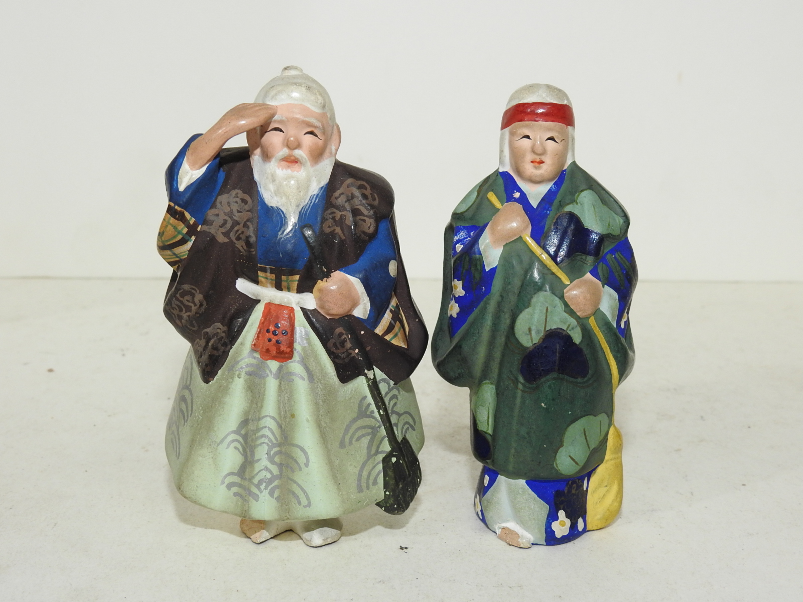 청자 도자기 인형 2점