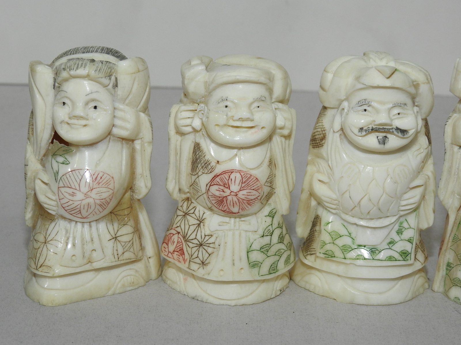 상아 칠복신 조각상 7점