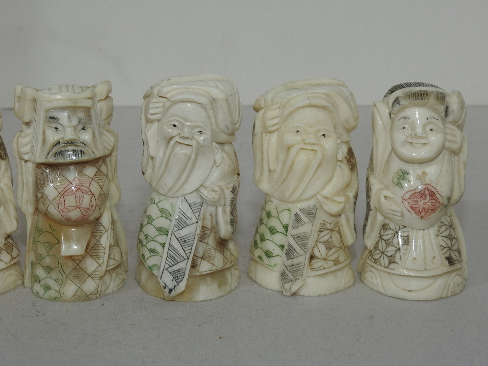 상아 칠복신 조각상 7점