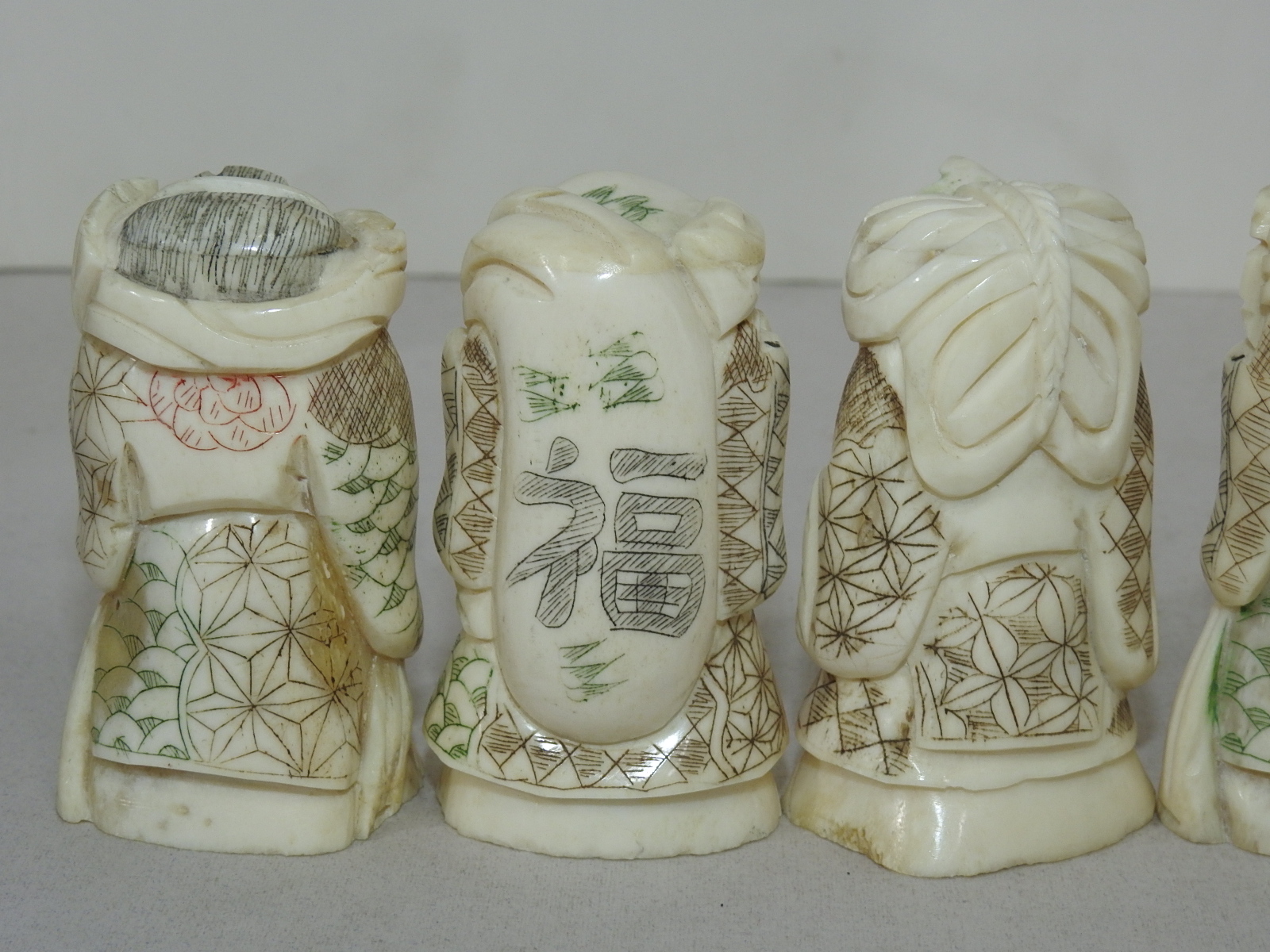 상아 칠복신 조각상 7점