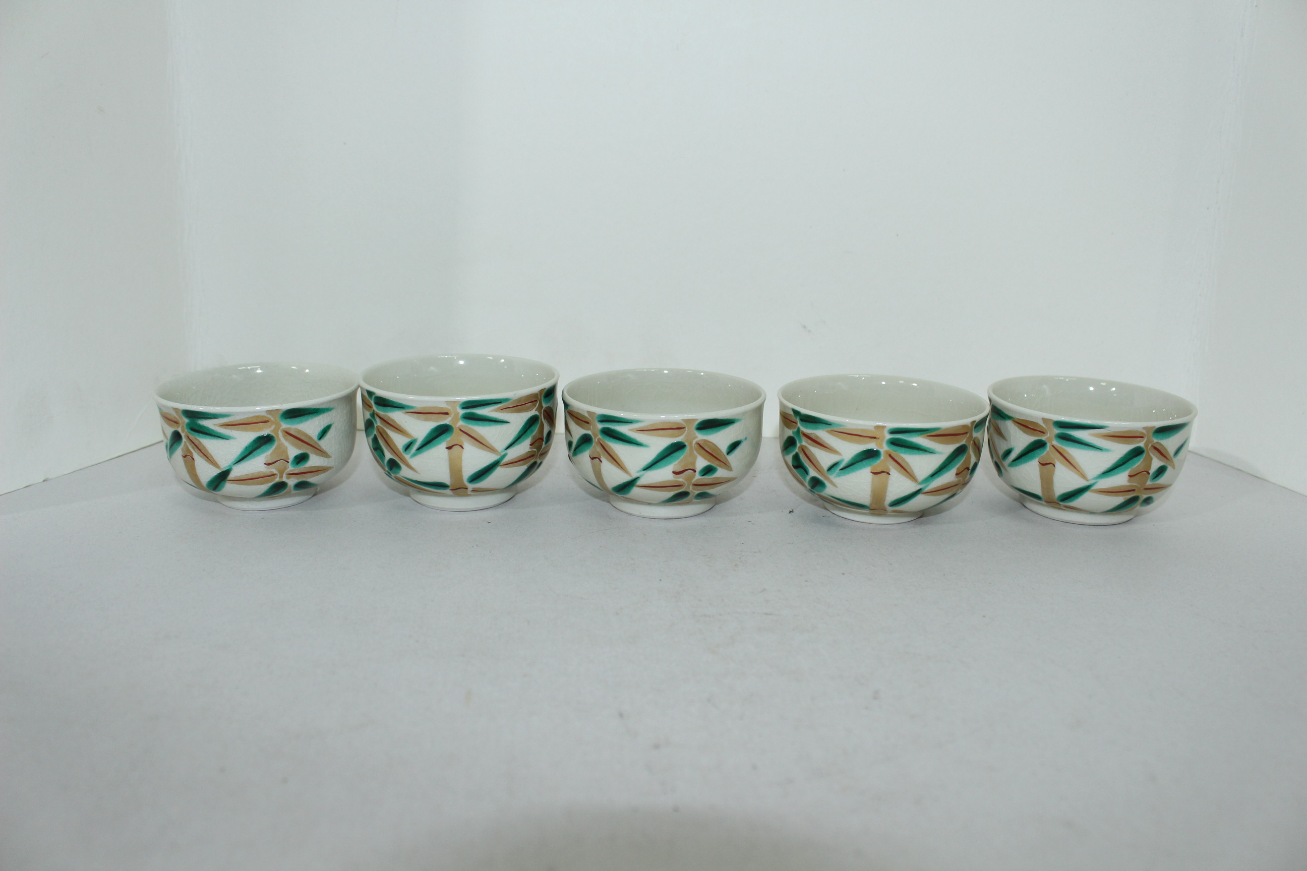 구다니(九谷) 청화백자죽문 잔 5점