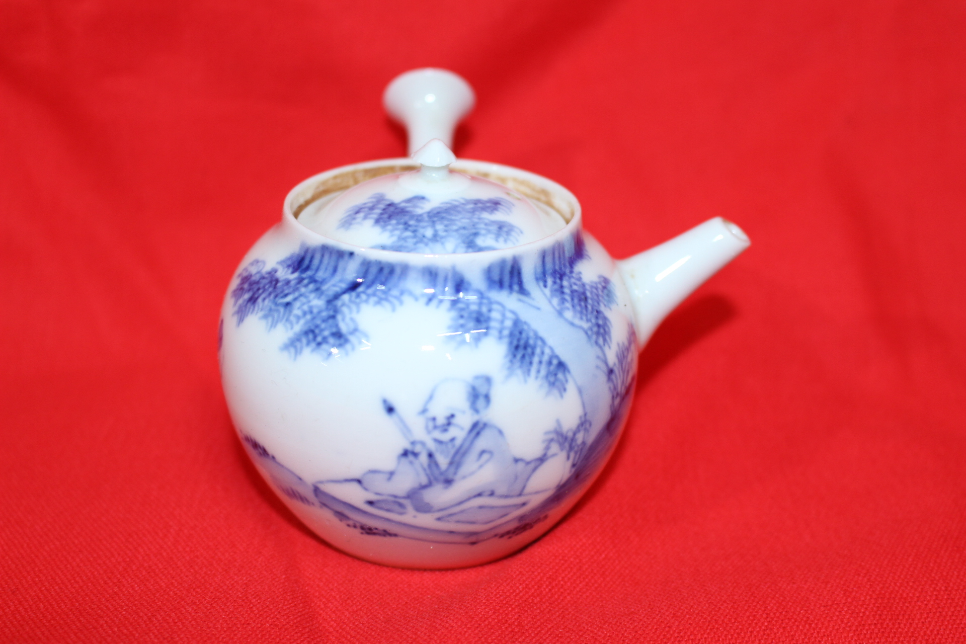 명품-청화백자 산수도인문 도하치(道八) 5인 다관셋트