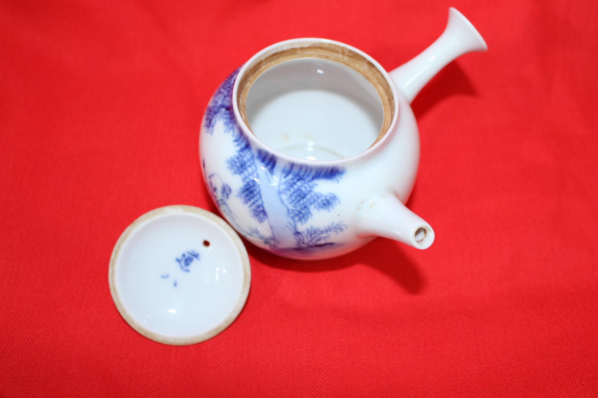 명품-청화백자 산수도인문 도하치(道八) 5인 다관셋트