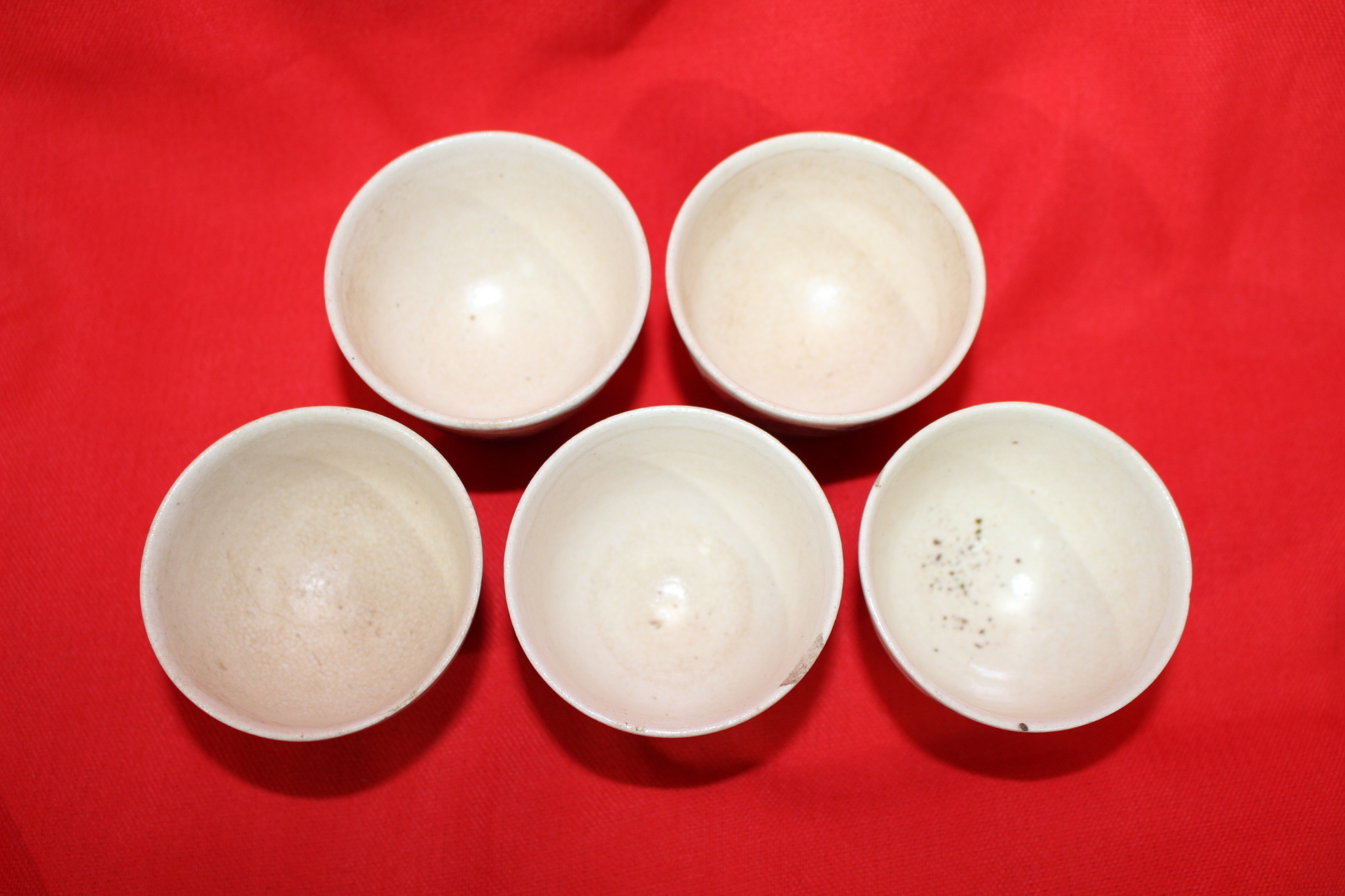 명품-분청자 산수문 잔 5점