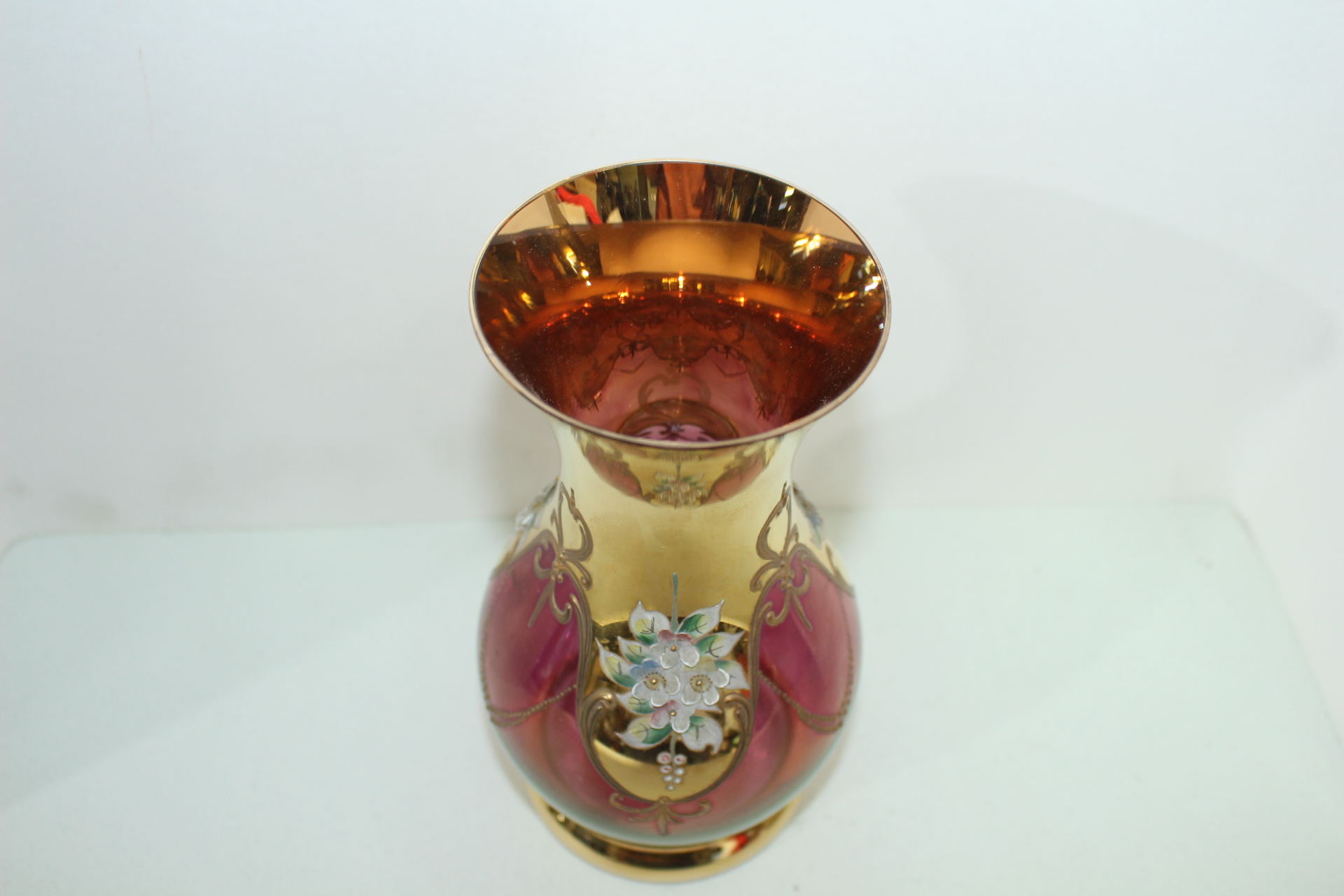 보헤미안 크리스탈 순금채양각화문 호