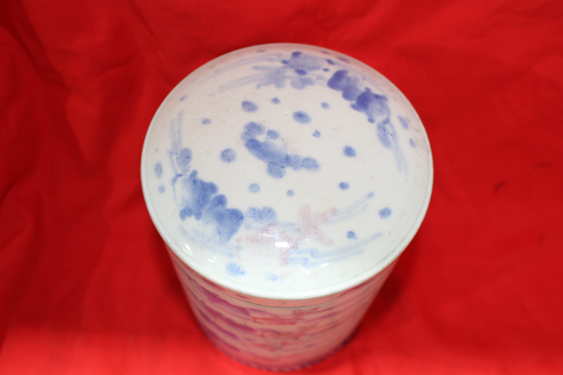 100년이상된 고이마리 청화백자진사어문 사단찬합