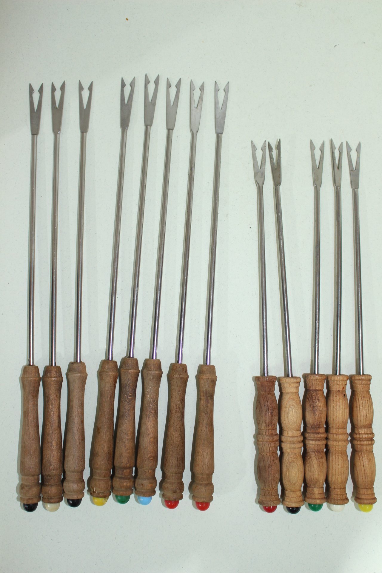 나무손잡이에 무쇠로된 미사용 바베큐포크 14점