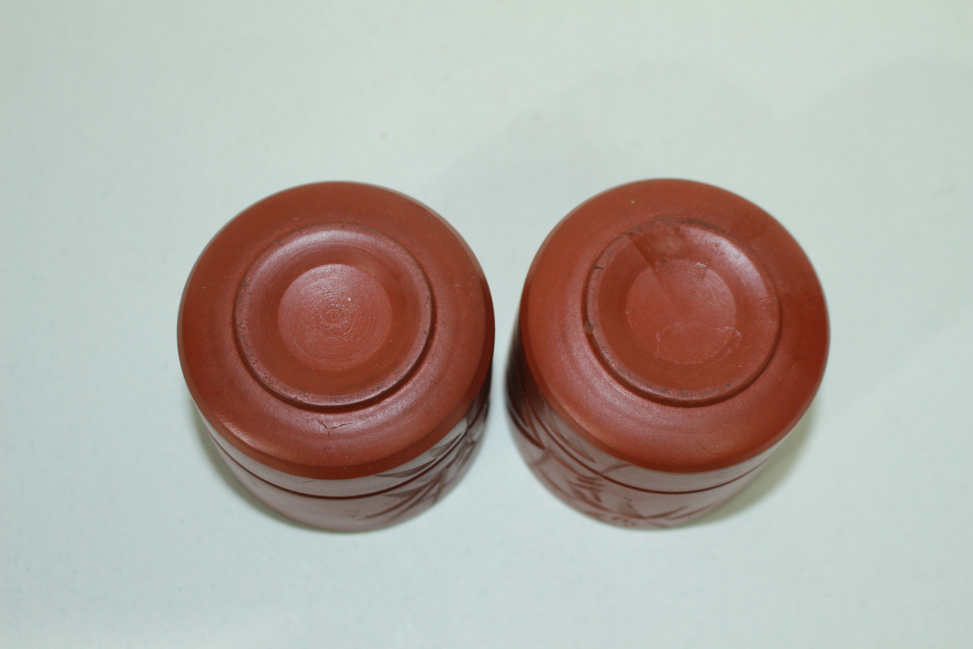 자사도자기 음각화문 잔 2점