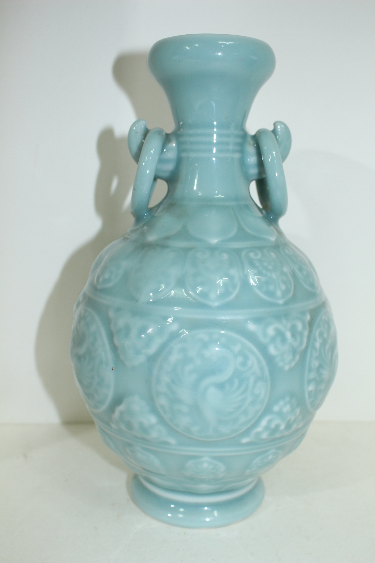 청자 양각비익조문 이귀 대호