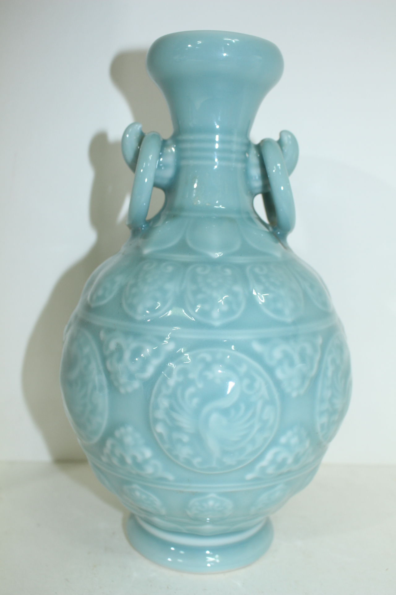 청자 양각비익조문 이귀 대호