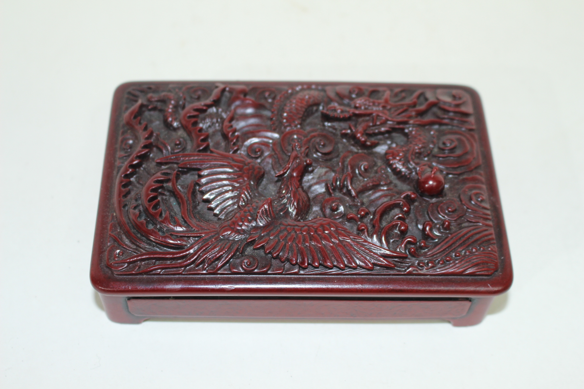 용과 비익조가 조각된 인주함과 낙관셋트