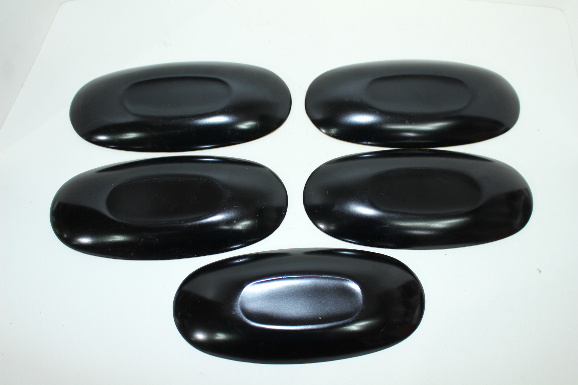 나무에 금채된 타원형 차반 5점셋트