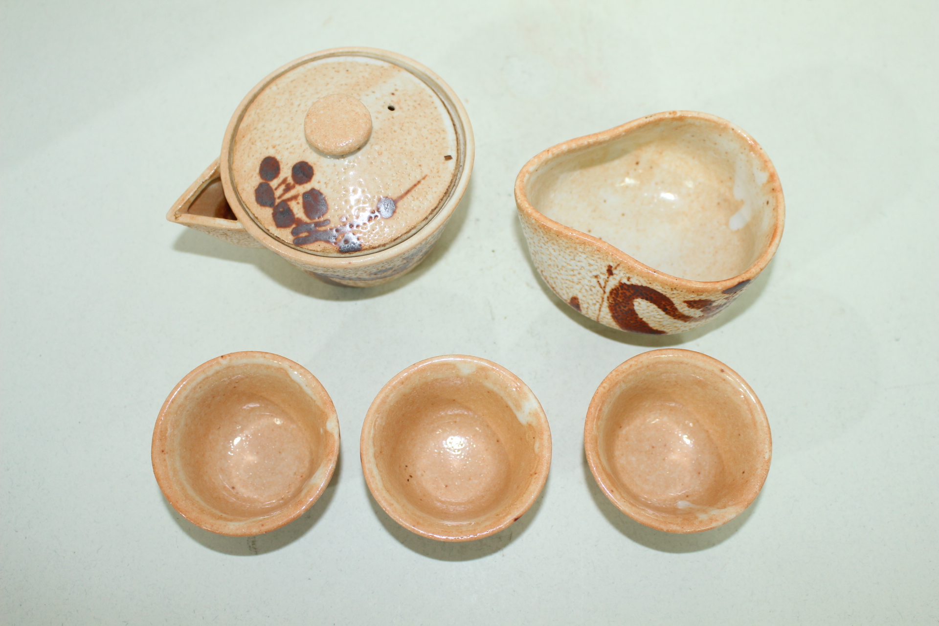 청자 철화화문 3인다관셋트