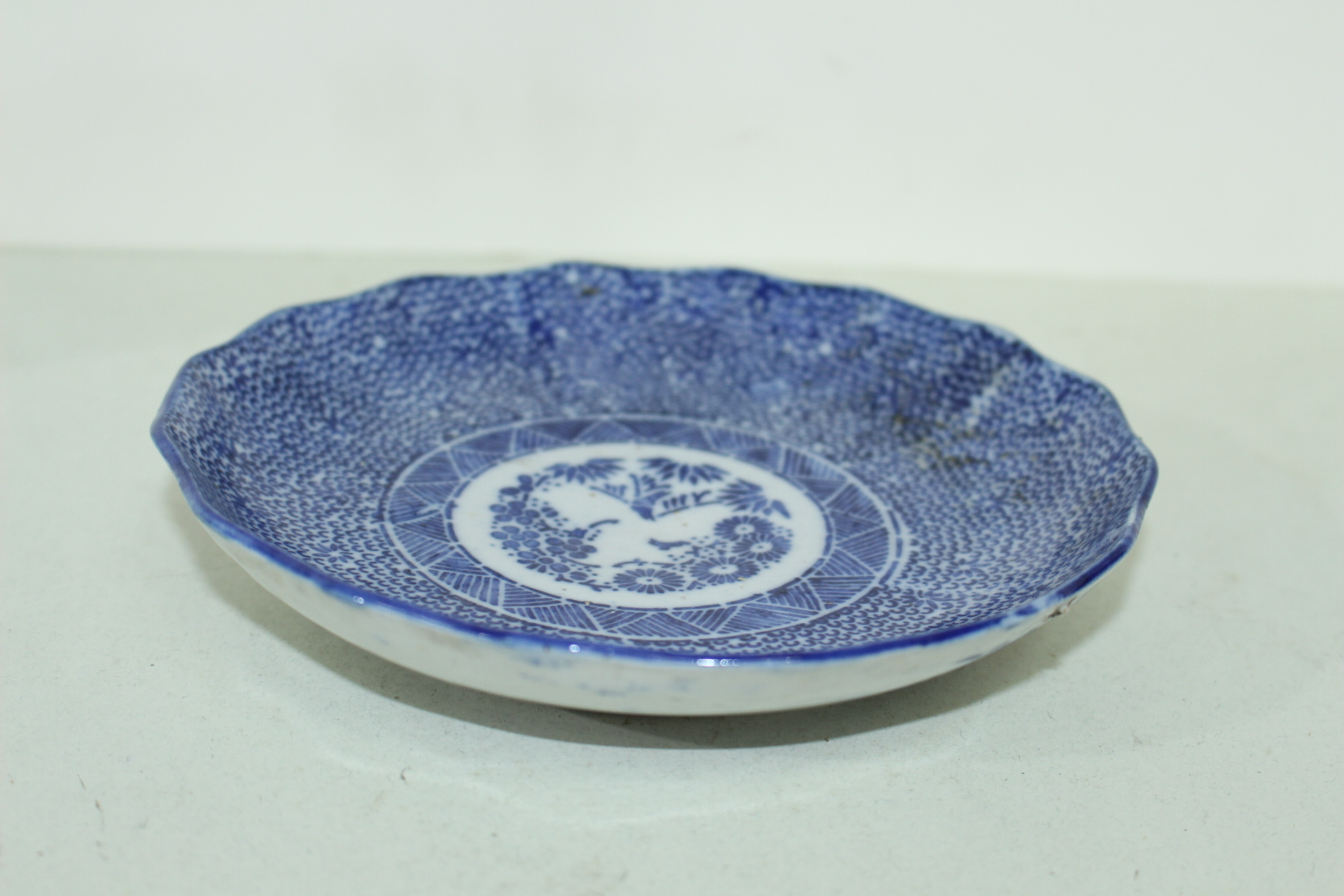 100년이상된 청화백자추상화문 화형완