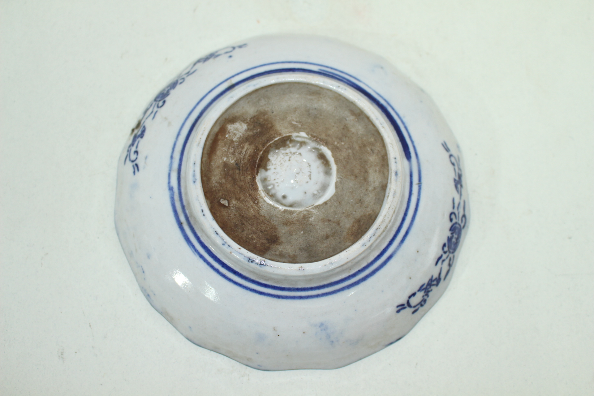 100년이상된 청화백자추상화문 화형완