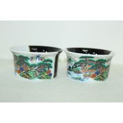 구다니 청화백자산수문 완 2점