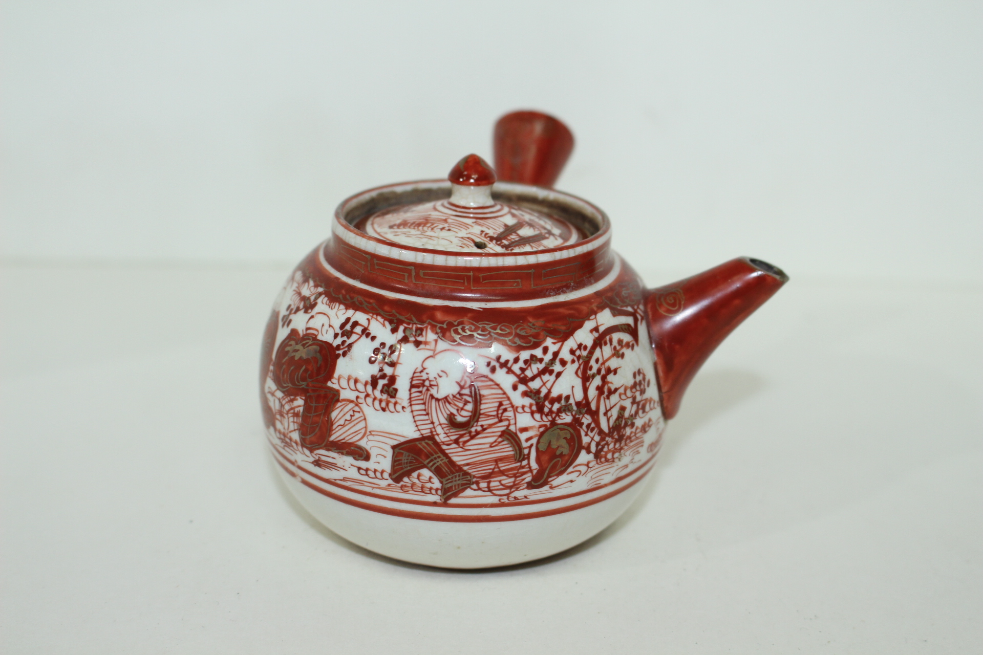 에도시기 고구다니 진사금채화문백자 다관